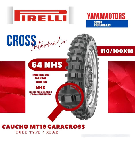 Caucho Moto Pirelli 110/100-18 Mt16 Garacross Rear 64nhs