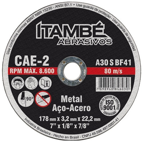 Disco Corte 10x1/8x3/4 Cae-2t Itambé - Kit C/12