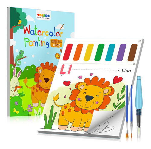 Tecjoe Pintura Con Libros Para Colorear Con Agua Para Niños