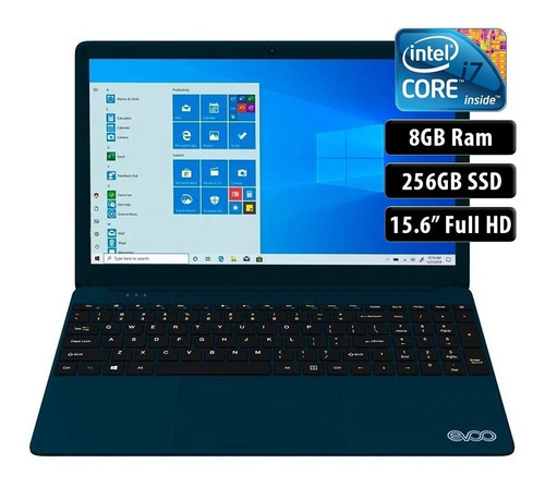 Notebook Evoo Core I7 Ultra Thin 8gb 256ssd 15.6 Fhd Nuevo