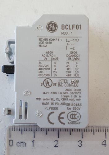 Bloque De Contacto Auxiliar Bclf01 Normalmente Cerrado Ge