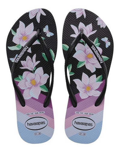 Chinelo Havaianas Feminino Slim Floral Preto- Original