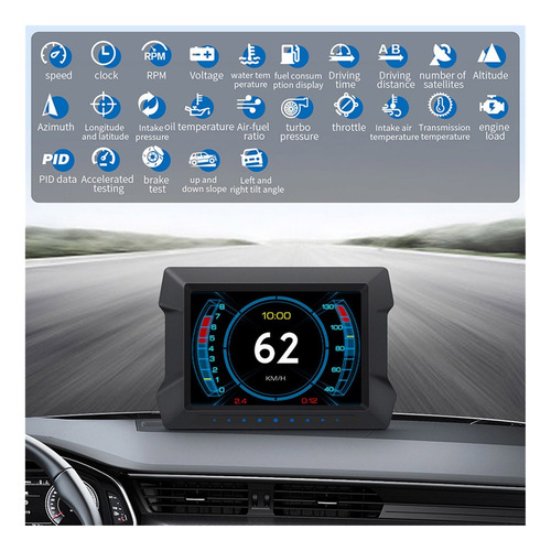 Pantalla Gps Universal For Coche Hud Obd2 Con Medidor De Pe