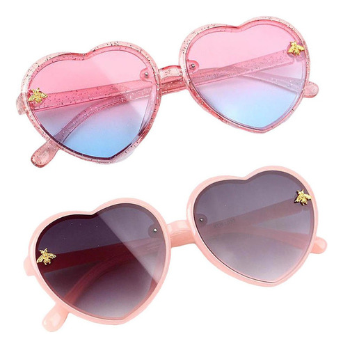 2x Lindas Gafas De Sol Para Niños En Forma De Corazón