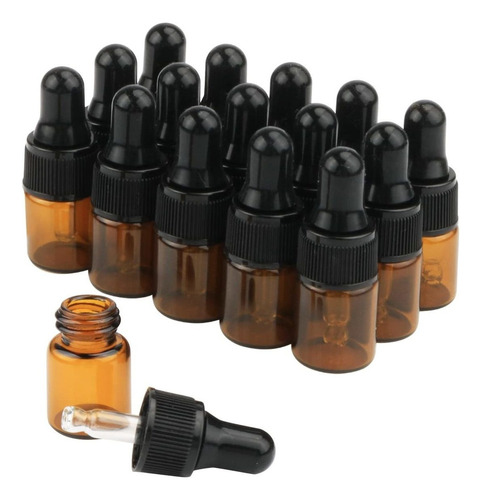 100 Piezas 2 Ml Frascos Ámbar Cuentagotas For Aceite Esenci