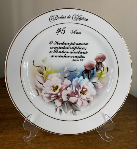 Prato De Louça 25 Cm Bodas De Safira 45 Anos