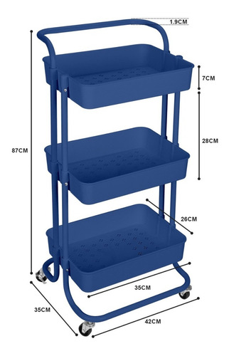 Imagen 5 de 6 de Carro Organizador Mueble Estante De Almacenamiento 3 Nivele