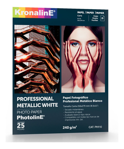 Papel Fotografico Kronaline Metalico Carta 25 Hojas Ph110