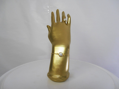 Aretes Dije Anillo Pulsera Con Perlas Barrocas Chapa De Oro