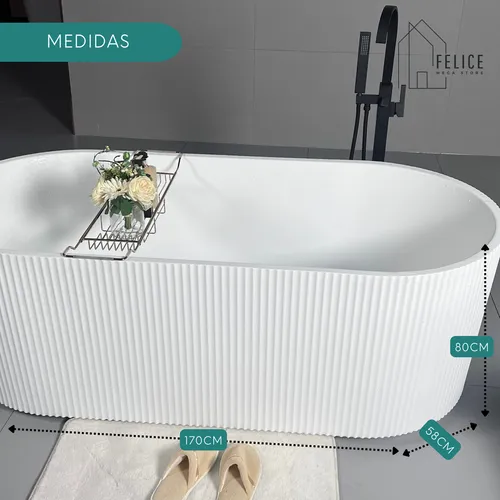 Bañera Blanca Isla Acrílico Baño Moderna Base Regulable