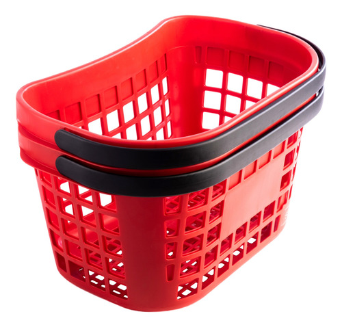 Canasta Compras Super Tienda Mano Ligera Curva Más Ventas Rojo