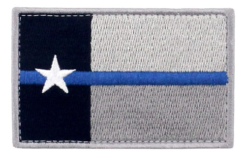 Parche Táctico De Bandera De Texas Línea Azul Fina Bo...