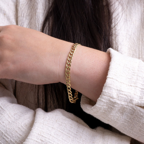 Pulseira Grumet De 6.0mm Em Ouro 10k Com Fecho Mola 20,0 Cm