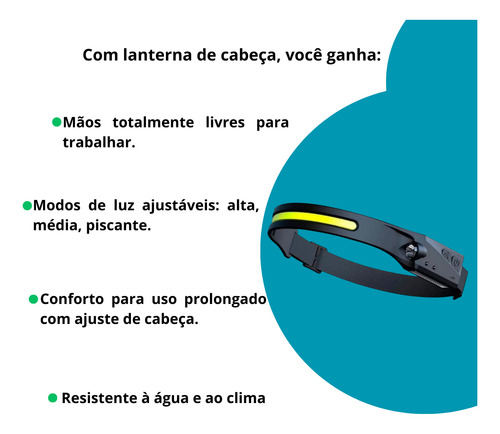 Lanterna De Cabeça Com Sensor De Movimento Ajustável.