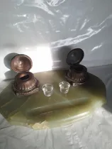 Comprar Antiguos Tinteros De Bronce Con Base De Marmol,muy Bueno!