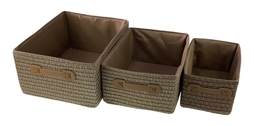 Imagem 2 de 9 de Cesta Decorativa Organizadora Conjunto 3 Pçs Cesto Multiuso