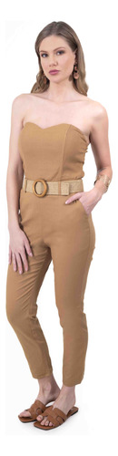 Jumpsuit Mujer Strapless Fiesta Elegante Con Cinturón Negro M