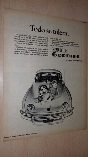 P103 Clipping Antigua Publicidad Auto Gordini Año 1967