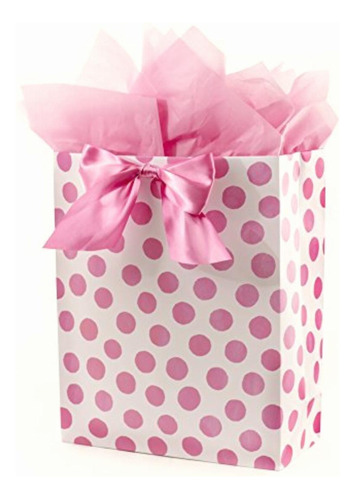 Hallmark Extra Large Gift Bag With Tissue Paper Pink Polka