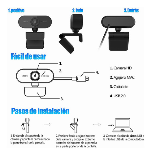 Full Hd 1080p Webcam Usb Mini Cámara Web Con Micrófono