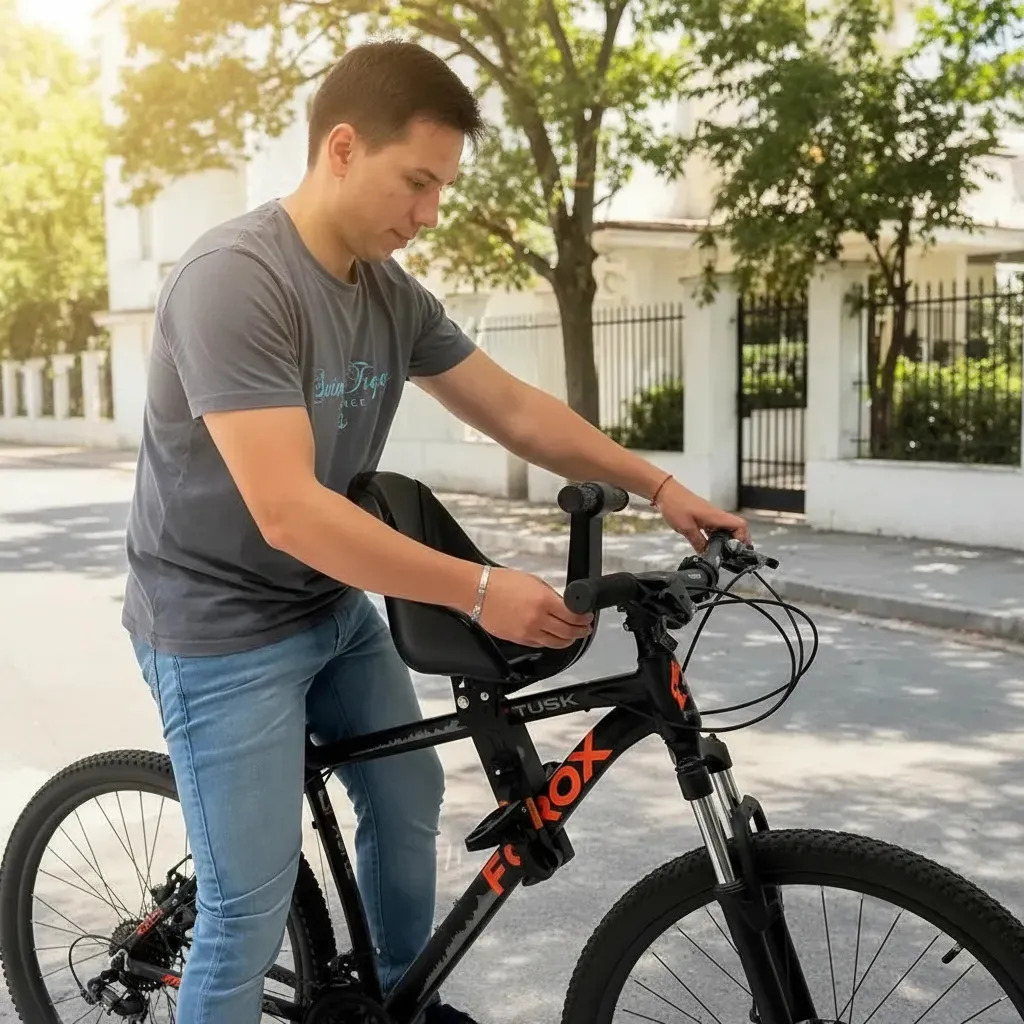 Silla Para Bicicleta Delantera Tienda Ema Con Manillar y Pedalines, Para Bebés y Niños