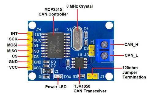 Modulo Can Bus Mcp2515 Tja1050 Obdii Serve Para Arduino