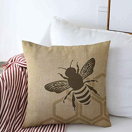 Fundas De Almohada De Tiro Patrón De Abeja Color Marrã...