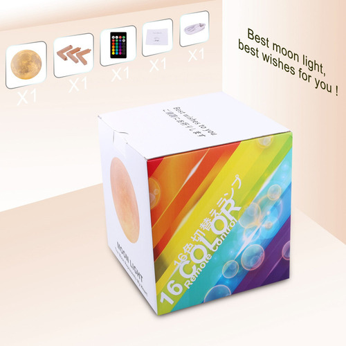 Luz Led Nocturna De Luna Con Soporte Y Mando A Distancia