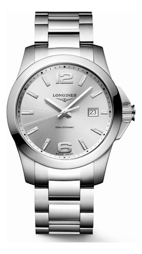 Reloj Longines Conquest L3.759.4.76.6 | L37594766 Vg, Cuarzo 41mm, Acero Inoxidable, Esfera Plateada, Cristal De Zafiro, Estanqueidad Hasta 30 Bar