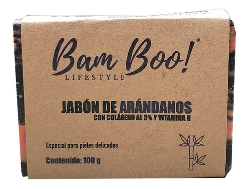 Imagen 1 de 5 de Jabón Arándanos Con Colágeno Y Vitamina H 100 Gr Bam Boo!