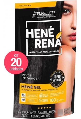 Kit 20 Henê Gel Rená Original 180g - Embelleze