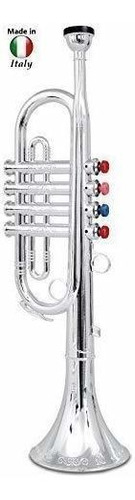 Click N' Play Metallic Silver Kids Trumpet Horn Wind Instrum