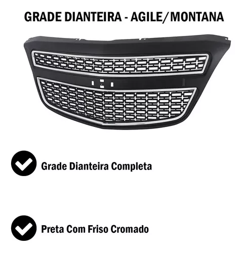 Grade Gm Chevrolet Agile Gm Chevrolet Montana Cor Preta - Fipparts