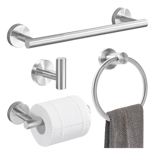 Kit De Accesorios Para Baño Acero Inoxidable Premium Set X 4