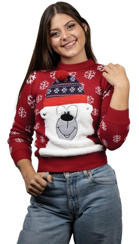 Suéter Ugly Sweater Oso Polar Suéter Navideño Para Mujer