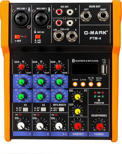 Mezclador Analógico Audio 4 Canales Dj Audio Mixer Bluetooth