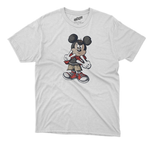 Remera Mickey Mouse Romano Cuerpo Entero Algodon Blanca