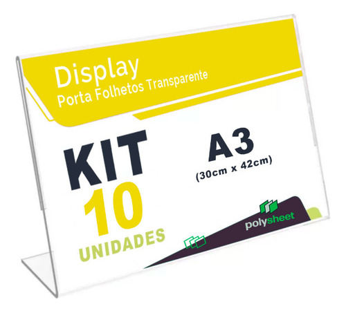 Display De Mesa De Acrilico Folha A3 L Horizontal 10 Uni