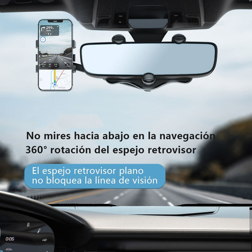 Imagen 3 de 9 de Soporte Celular Auto Porta Espejo Retrovisor Girar 360 Grado