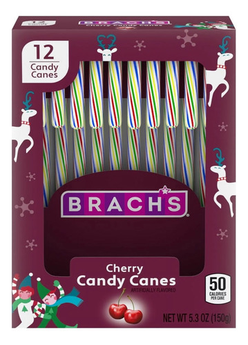 Brach's Cherry Candy Canes Bastones Caramelo Sabor Cereza