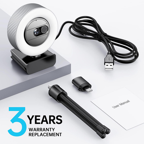 Camara Web Gusgu 2k Con Microfono Y Anillo De Luz Con Usb