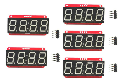 5 Pcs 4 Llaves Módulo De Pantalla Tubo Digital, Rojo