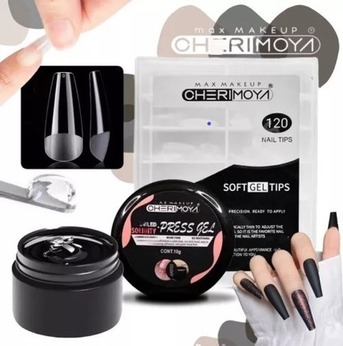 Tips Soft Gel X 120 + Gel Sólido Press Gel 10g Cherimoya