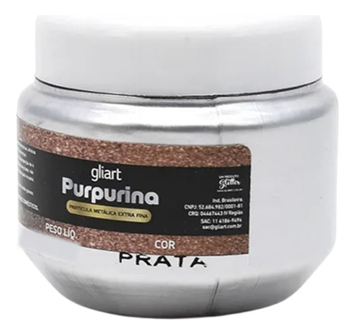 Pigmento Em Pó Papelaria Glitter Prateado 100g Cor Prata