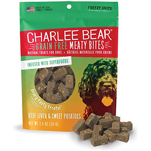 Charlee Bear Meaty Bites Dog Treats, Hígado De Res Y Batatas