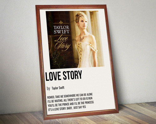 Taylor Swift Poster Cancion Love Story En Cuadro Vidriado