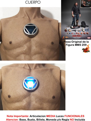 Cuerpo C/ Luz Tony Stark Hot Toys Mms209 Escala 1/6 Original (Usado)