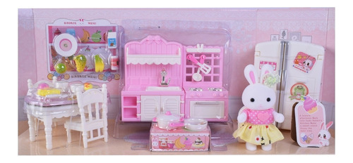 Imagen 2 de 9 de Familia De Conejos Juego Muebles De Cocina Simil Sylvanian