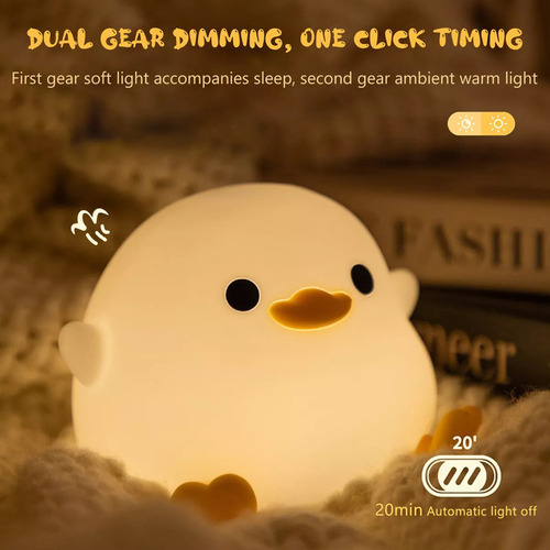¡ Luz Nocturna Led Táctil Recargable Por Usb - Patito Lindo