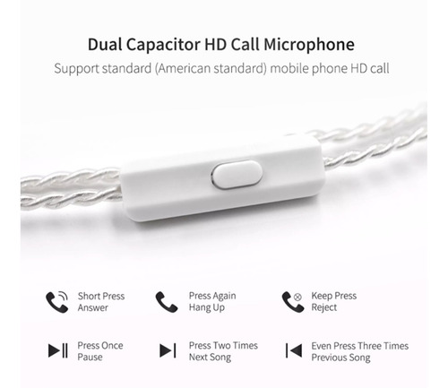 Imagen 2 de 6 de Cable Kz Premium De Plata Sin Oxigeno Con Microfono Original